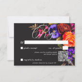 Elegant Moody Vibrant Harvest Floral QR Code RSVP Kaartje (Voorkant)