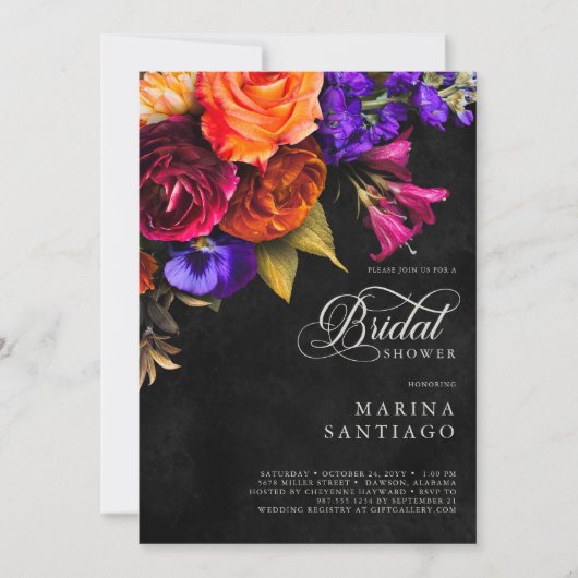 Elegant Moody Vibrant Harvest Floral Vrijgezellenf Kaart (Voorkant)