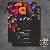 Elegant Moody Vibrant Oogst Bloemen Details Informatiekaartje