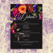 Elegant Moody Vibrant Oogst Bloemen Details Informatiekaartje