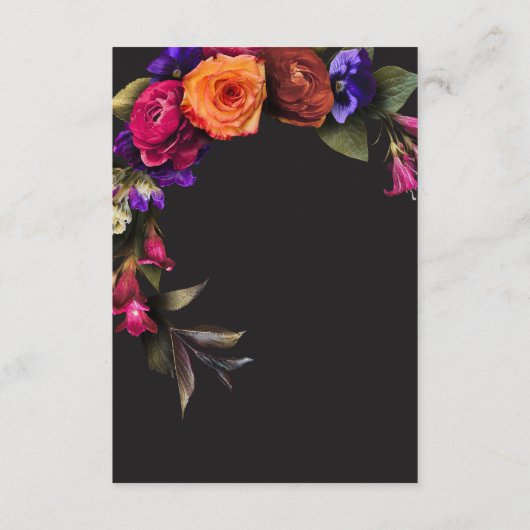 Elegant Moody Vibrant Oogst Bloemen Details Informatiekaartje (Achterkant)