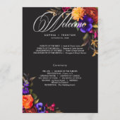 Elegant Moody Vibrant Oogst Bloemenbruiloft Programmakaart (Voorkant)