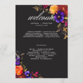 Elegant Moody Vibrant Oogst Bloemenbruiloft Programmakaart (Voorkant)