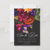 Elegant Moody Vibrant Oogst Bloemenbruiloft Save The Date (Voorkant)