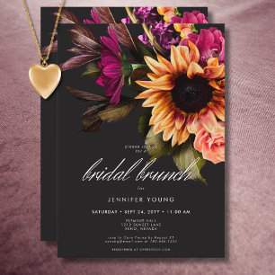 Elegant Moody Vibrant Sunset Bloemen Bruidsbrunch Kaart