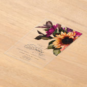 Elegant Moody Vibrant Sunset Bloemen Bruiloft Acryl Uitnodigingen (Laagn)