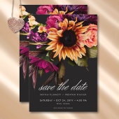 Elegant Moody Vibrant Sunset Bloemen Bruiloft Save The Date