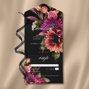Elegant Moody Vibrant Sunset Bloemen Geen Diner All In One Uitnodiging