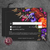 Elegant Moody Vibrant Sunset Bloemen Geen Diner RSVP Kaartje
