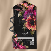 Elegant Moody Vibrant Sunset Floral QR Code All In One Uitnodiging