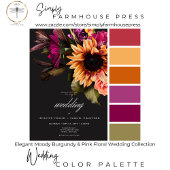 Elegant Moody Vibrant Sunset Floral QR Code All In One Uitnodiging