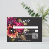 Elegant Moody Vibrant Sunset Floral QR Code RSVP Kaartje (Staand voorkant)
