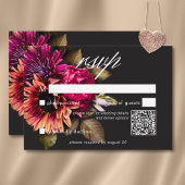 Elegant Moody Vibrant Sunset Floral QR Code RSVP Kaartje