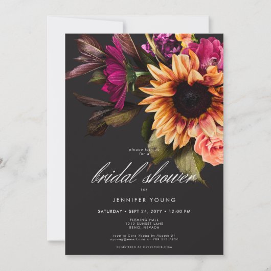 Elegant Moody Vibrant Sunset Floral Vrijgezellenfe Kaart (Voorkant)