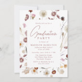Elegant Moody Wildflower Graduation Party Kaart (Voorkant)