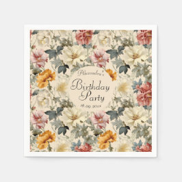 Elegant mooi bloemenpatroon  Verjaardag Servet