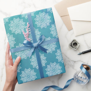Elegant mooi meisjesachtig turquoise mandala patro cadeaupapier