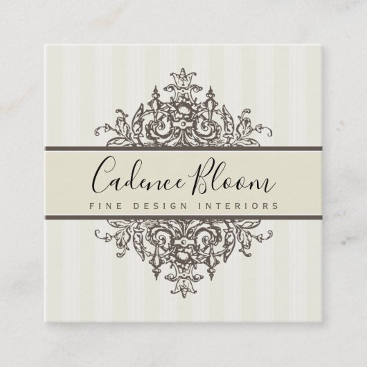 ELEGANT   mooi renaissance ivoor Vierkante Visitekaartje (Voorkant)