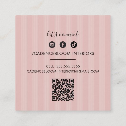 ELEGANT   mooi renaissance roze Vierkante Visitekaartje (Achterkant)