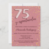 Elegant Mooi Roos Goud 75e Verjaardag Spaans Kaart (Voorkant)