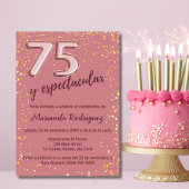 Elegant Mooi Roos Goud 75e Verjaardag Spaans Kaart