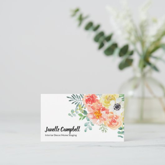 Elegant mooi Waterverf Floral Visitekaartje (Staand voorkant)