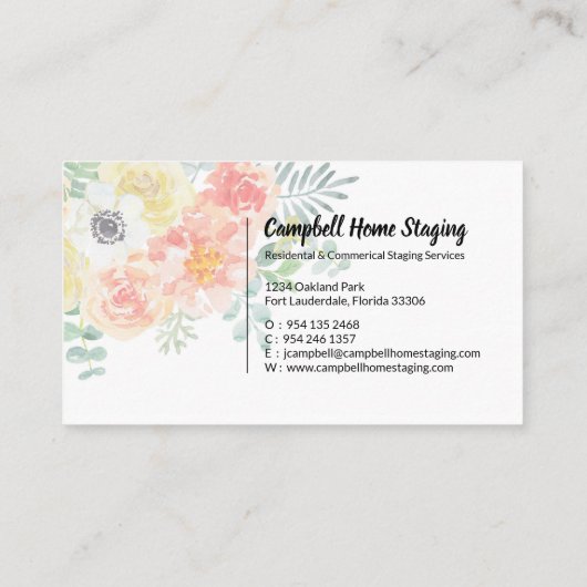 Elegant mooi Waterverf Floral Visitekaartje