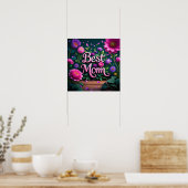Elegant Mooie Beste Mam Bloemen Poster (Keuken)