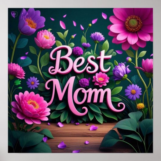 Elegant Mooie Beste Mam Bloemen Poster (Voorkant)
