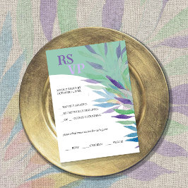 Elegant Mooie Blauwe Boho Bloemen Waterverf RSVP Kaartje