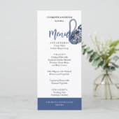 Elegant Mooie Blauwe Boho Swan Waterverf Menu (Staand voorkant)
