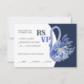 Elegant Mooie Blauwe Boho Swan Waterverf RSVP Kaartje (Voorkant)