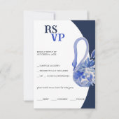 Elegant Mooie Blauwe Boho Swan Waterverf RSVP Kaartje (Voorkant)