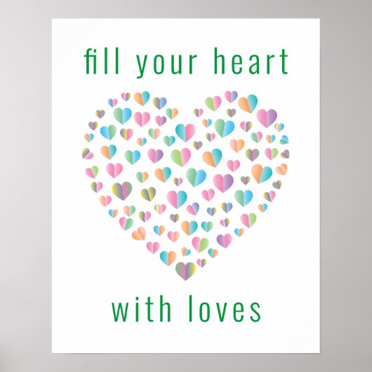 Elegant Mooie Kleurrijke Hartpatroonontwerp Poster (Voorkant)