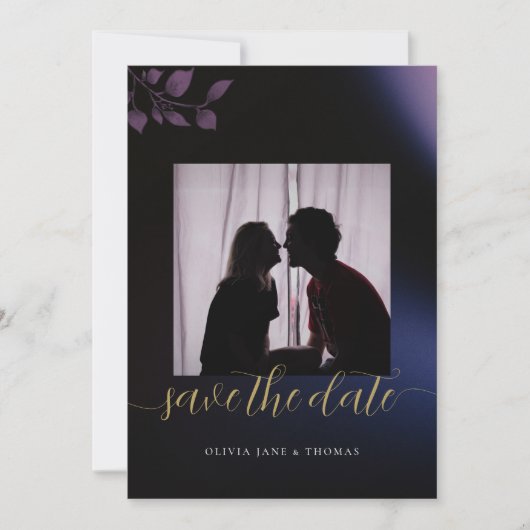 Elegant Mooie Paarse Bloemige Trouw Save the Date Kaart (Voorkant)