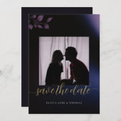 Elegant Mooie Paarse Bloemige Trouw Save the Date Kaart (Voorkant / Achterkant)