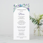 Elegant Mooie Paarse Boho Bloemen Waterverf Menu (Staand voorkant)