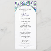 Elegant Mooie Paarse Boho Bloemen Waterverf Menu (Voorkant)