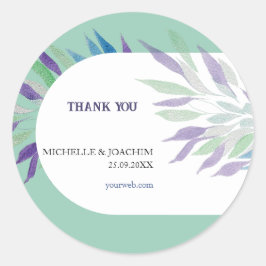 Elegant Mooie Paarse Boho Bloemen Waterverf Ronde Sticker