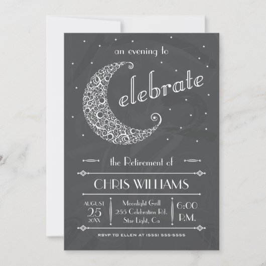 Elegant Moon Celebration - Chalkboard Kaart (Voorkant)