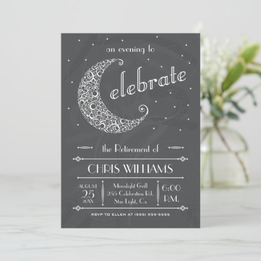 Elegant Moon Celebration - Chalkboard Kaart (Staand voorkant)