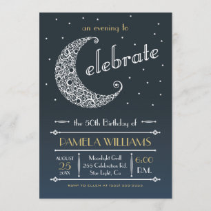Elegant Moon Celebration Invitation II Kaart