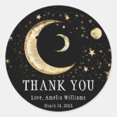 Elegant Moon Gold Black Celestial Gold Bedankt Ronde Sticker (Voorkant)