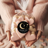 Elegant Moon Gold Black Celestial Gold Bedankt Ronde Sticker