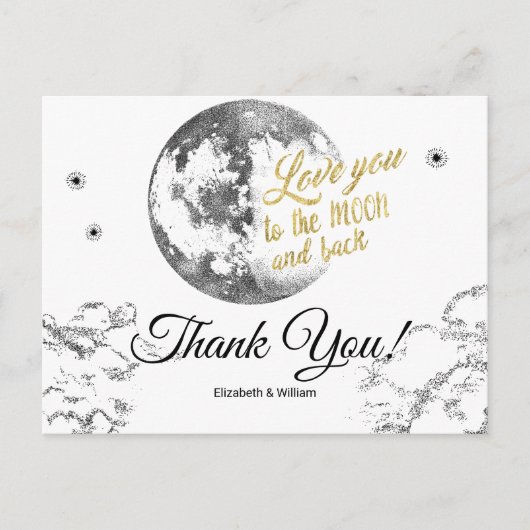 Elegant Moon Stars Crescent Weddenschap Bedankt Briefkaart (Voorkant)