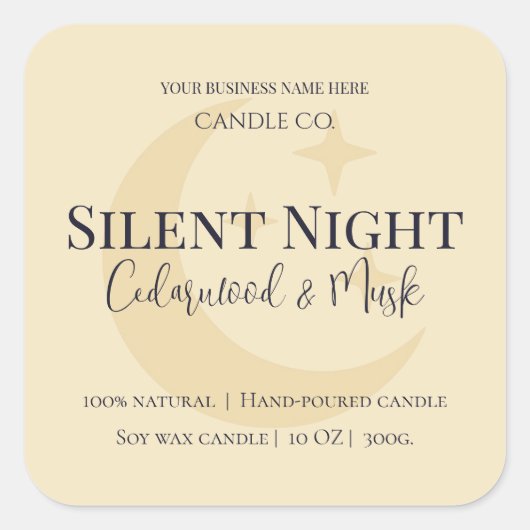 Elegant Moon & Stars Custom Holiday Candle Label (Voorkant)