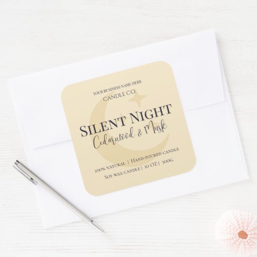 Elegant Moon & Stars Custom Holiday Candle Label (Envelop)