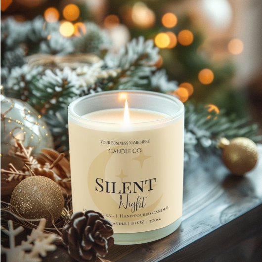 Elegant Moon & Stars Custom Holiday Candle Label