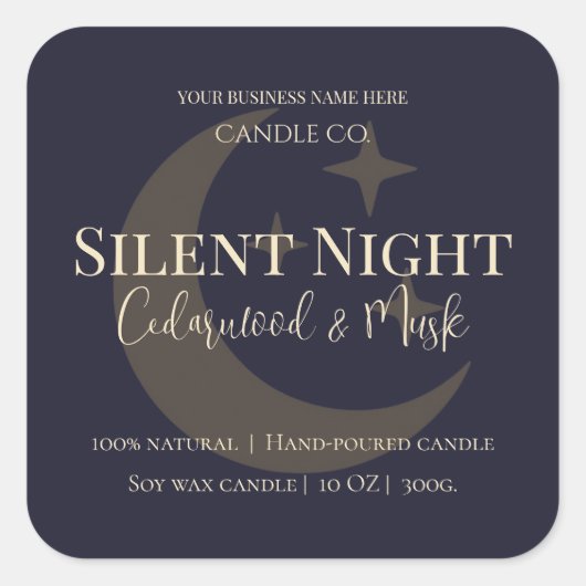 Elegant Moon & Stars Custom Holiday Candle Label (Voorkant)