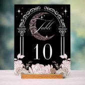 Elegant Moon Stars Floral Quinceañera Table Number Acryl Bord (Neutraal)